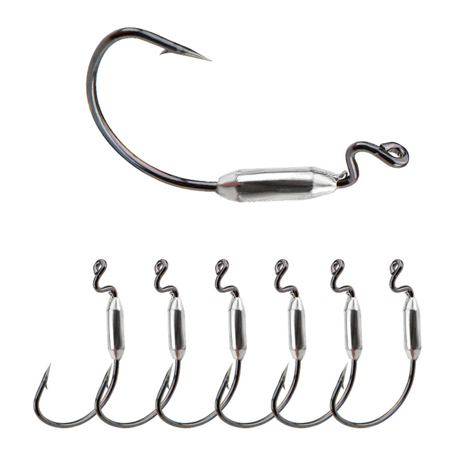 Fishing Hook Offset - 5 stks Zachte Worm Lokken 1/0