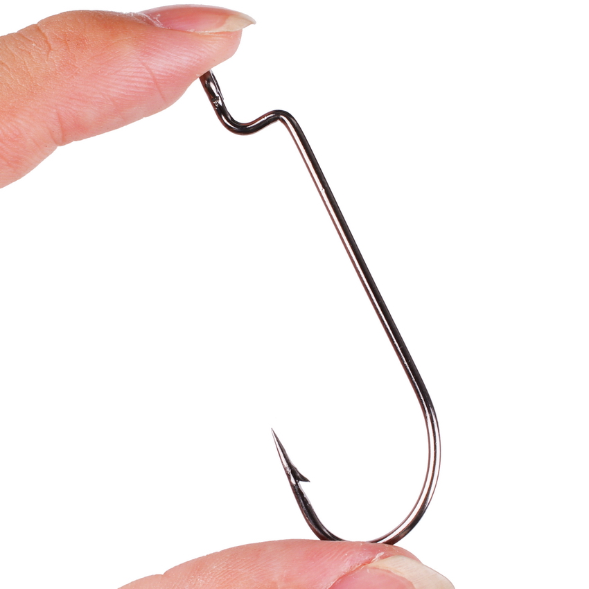 Fishing Hook Offset - 100 stk/partij Vishaken Koolstofstaal Smalle Crankhaak