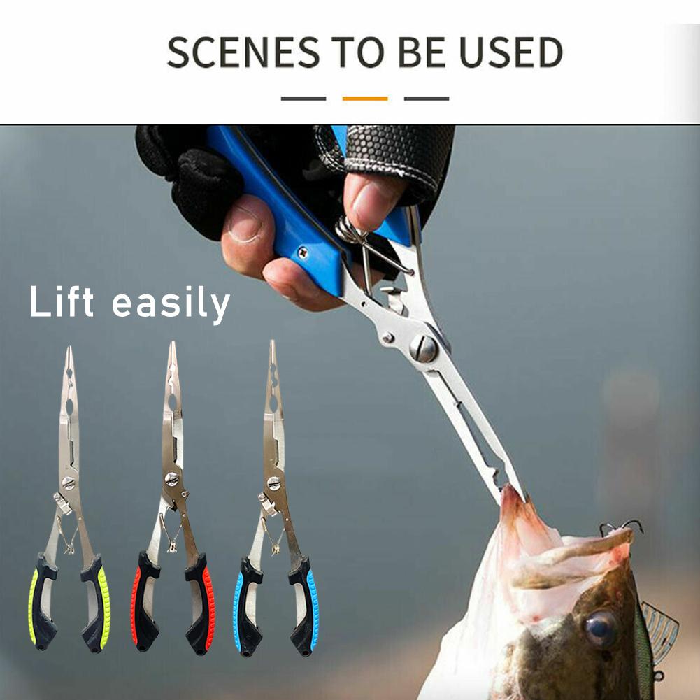Fishing Hook Remover - Roestvrijstalen vistang Multifunctionele splitringopener Gevlochten lijnsnijder