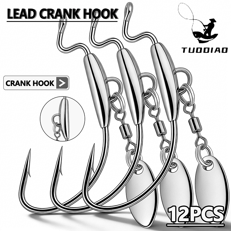 Fishing Hook Weedless - [TUODIAO] Crank Hook Jig Heads Set
