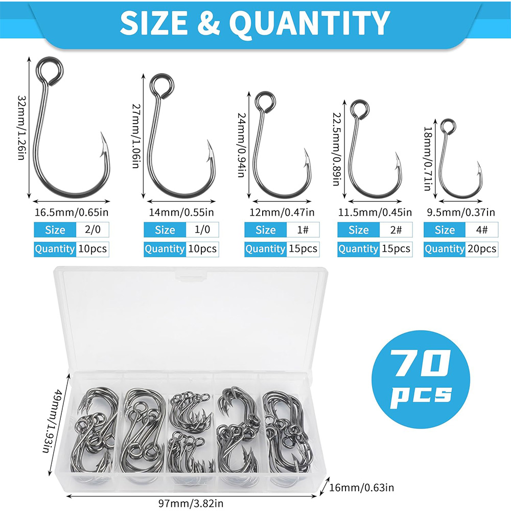 70 Stuks Vissen Inline Enkele  - Fishing Hook Circle recensie en prijs